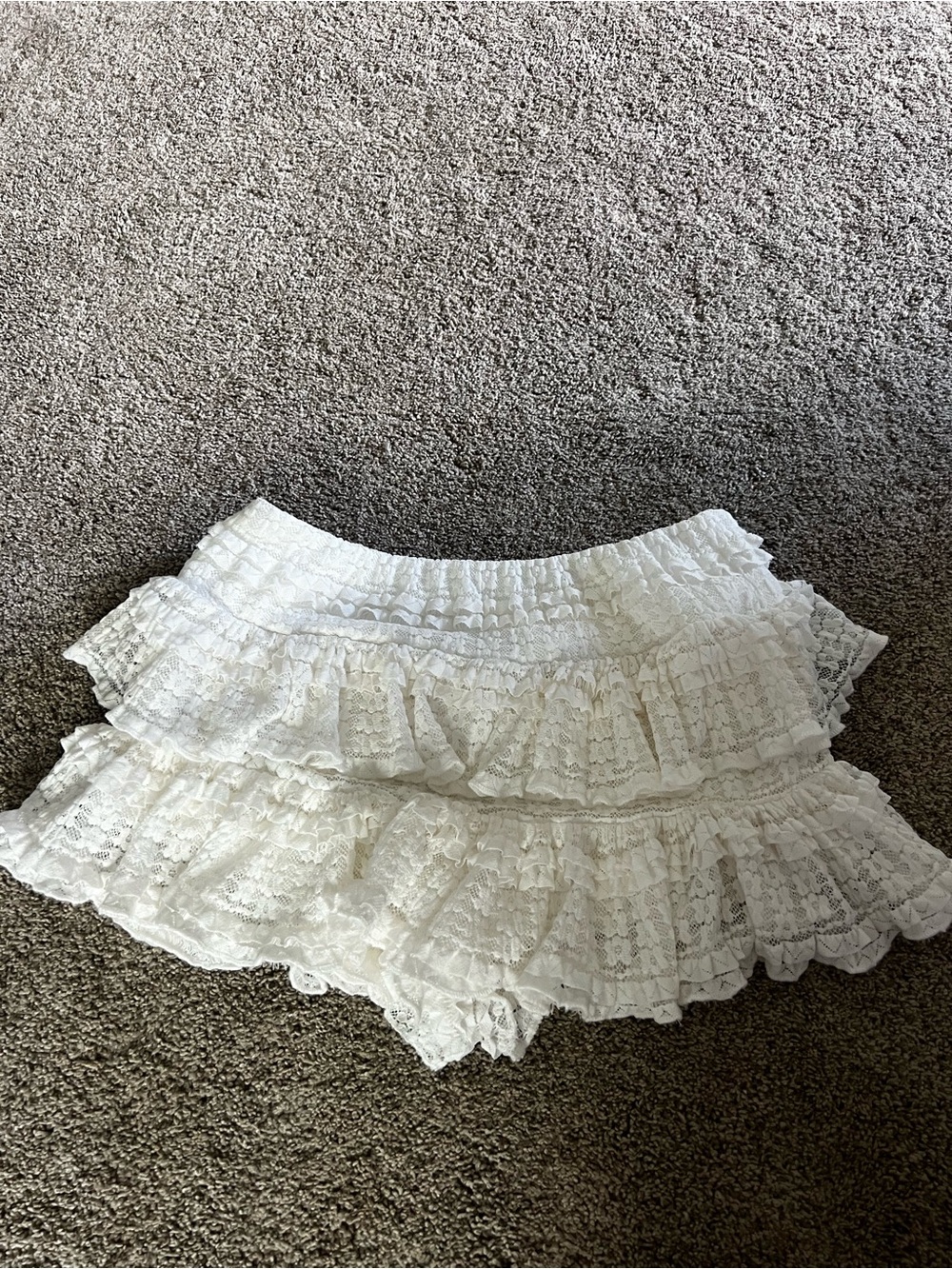 White Lace Ruffle Mini Skirt